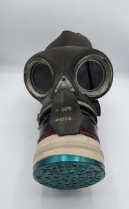 A Gas Mask container, with eye holes and filter