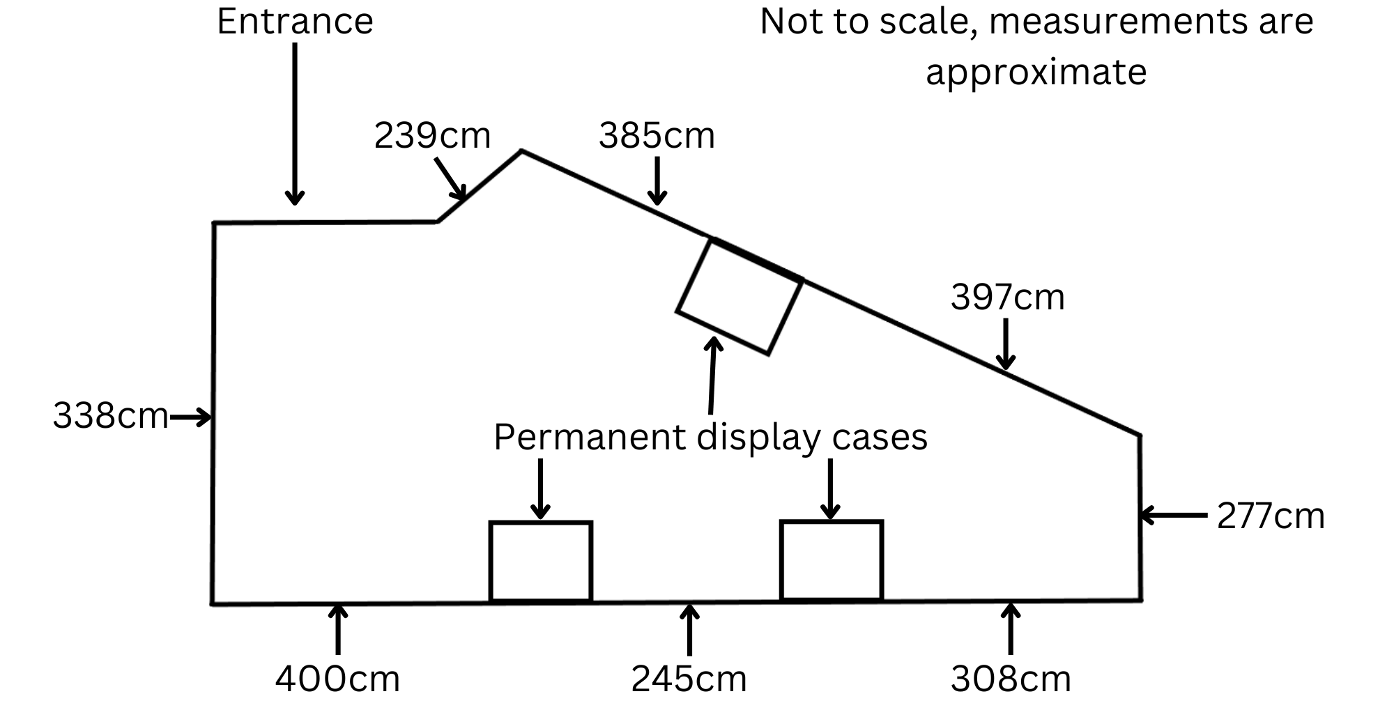 A line drawing showing the layout and dimensions of the Special Exhibition Gallery, including approximate measurements.