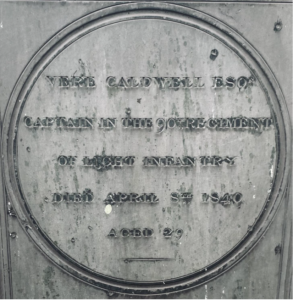 Inscription on the gravestone of Vere Caldwell