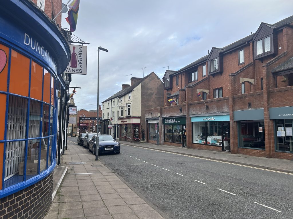 A street of modern shops
