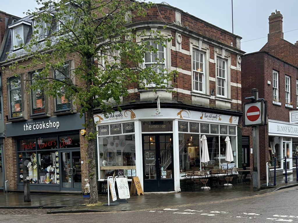 A cafe on a street corner